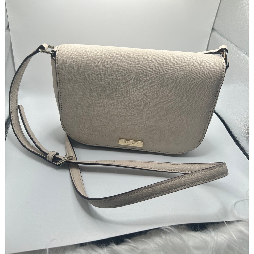 Kate Spade Laurel Way Carsen Pebble Leather  Beige Small Crossbody # 253